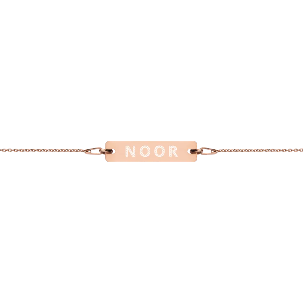 Noor Engraved Silver Bar Chain Bracelet
