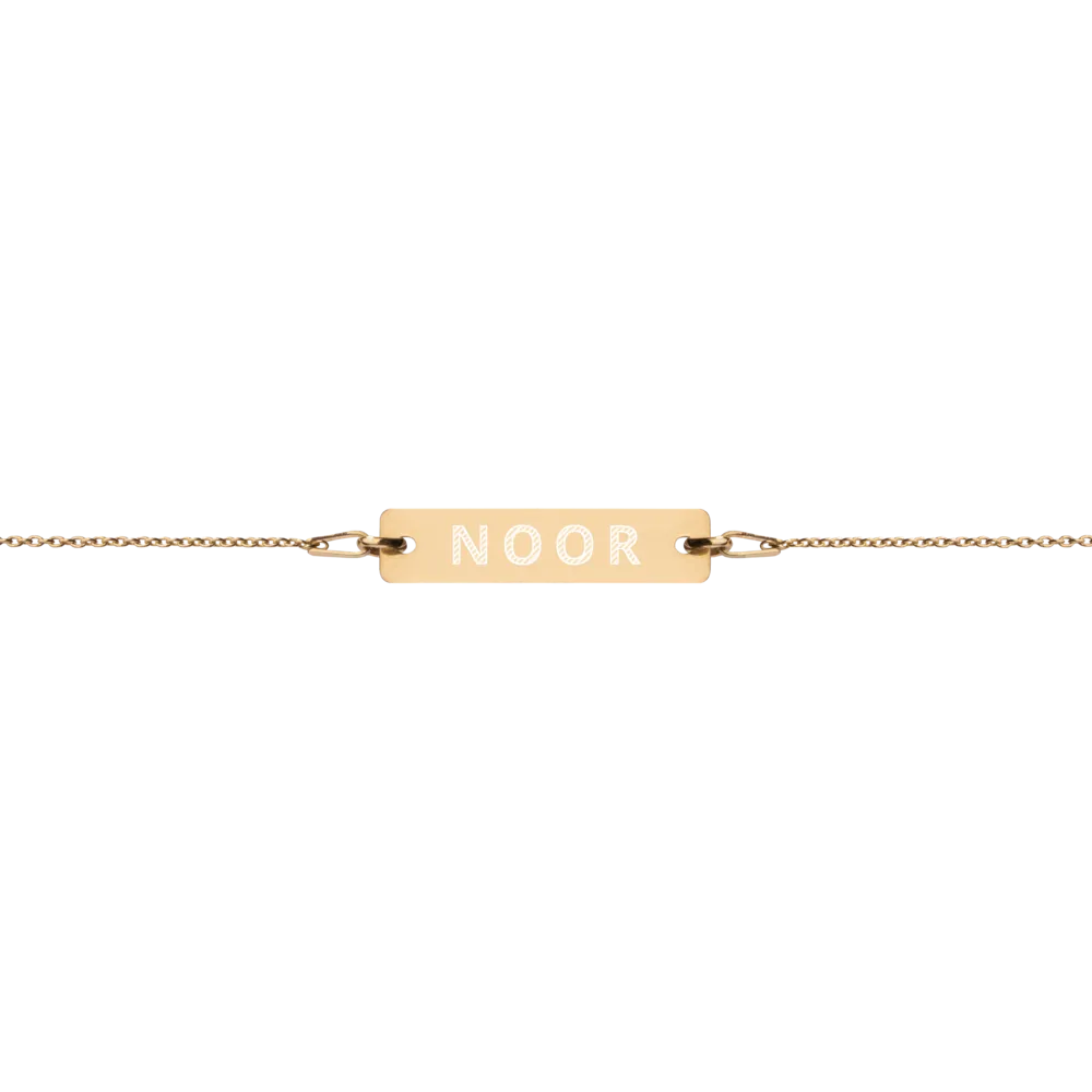 Noor Engraved Silver Bar Chain Bracelet
