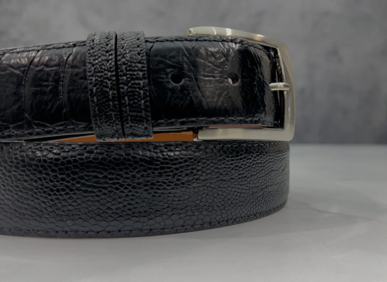 Ostrich Shin Belt: Matte Black