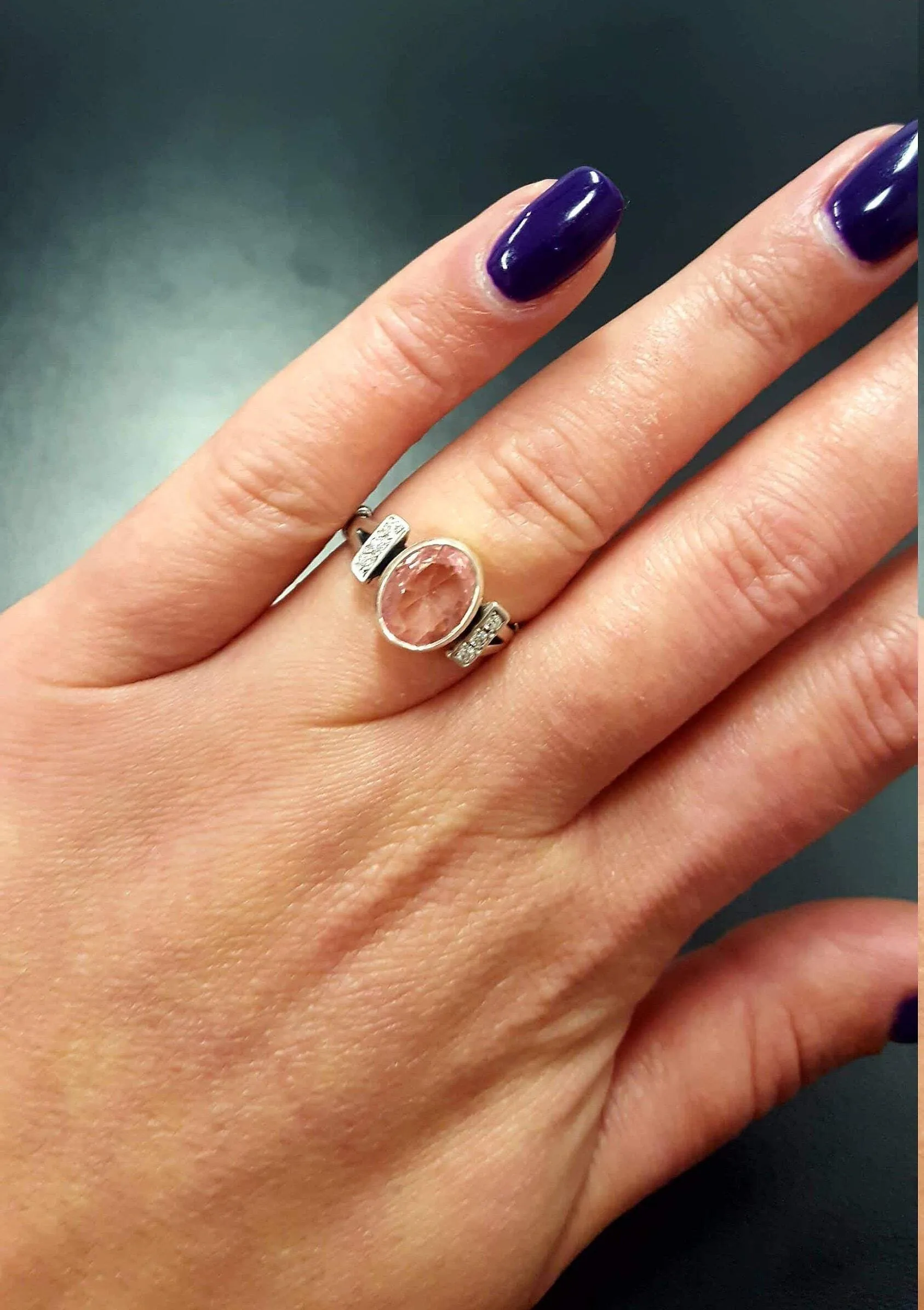 Pink Morganite Ring - Oval Vintage Ring - Pink Diamond Ring