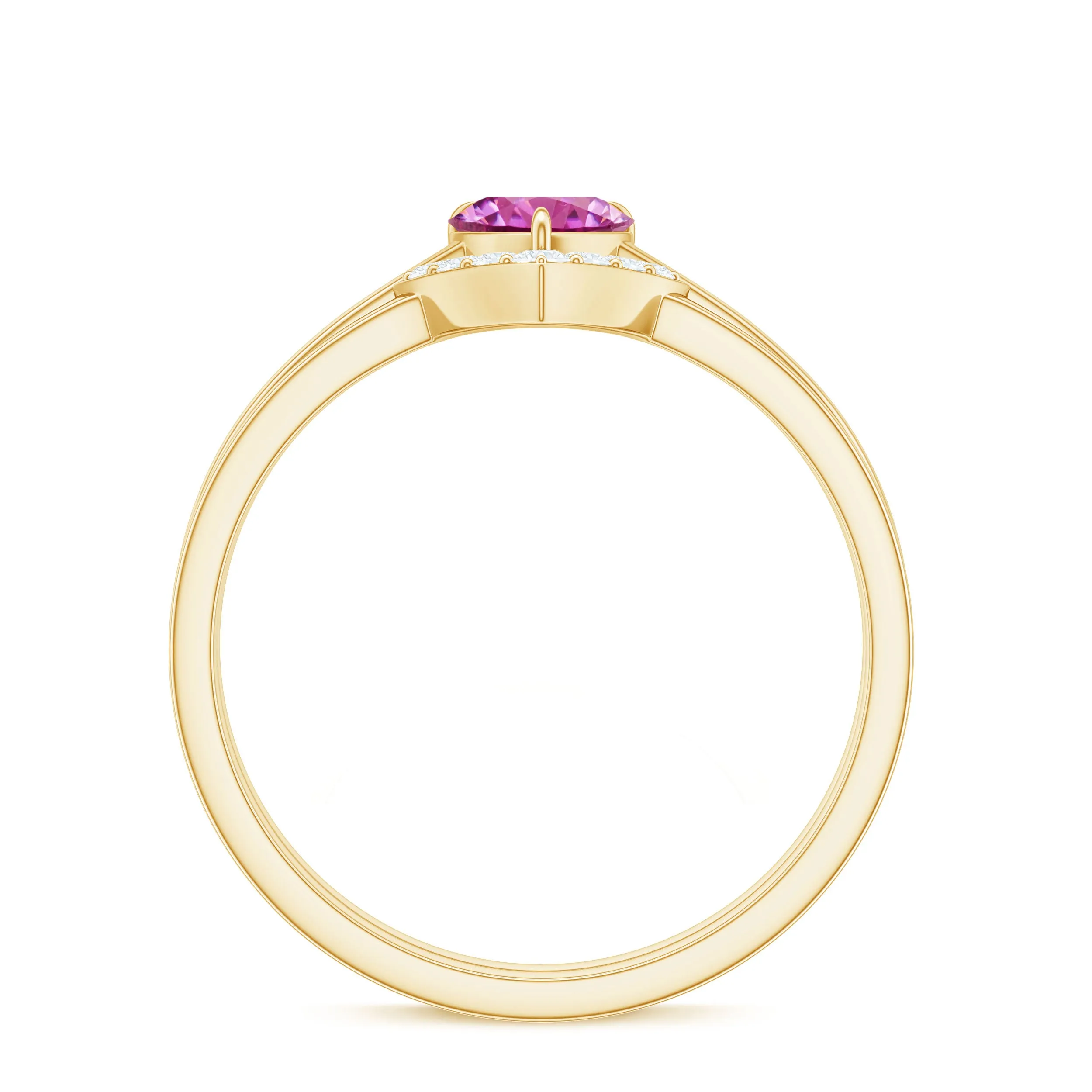 Pink Tourmaline Heart Ring Set with Diamond
