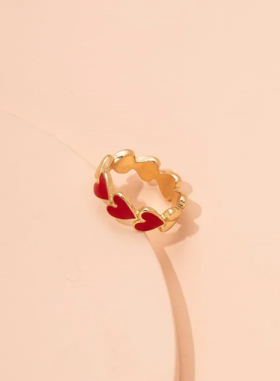 Red & Gold Heart Ring
