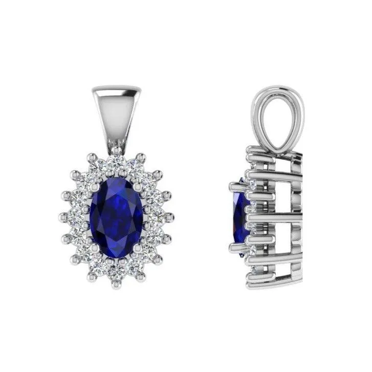 Sapphire and Diamond Cluster Pendant