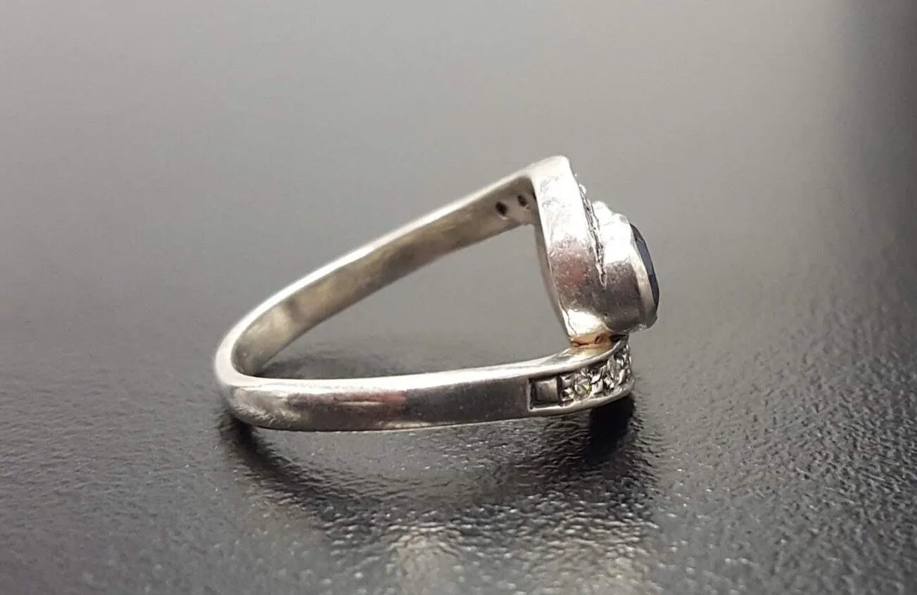 Sapphire Vintage Ring - Two Stone Ring - Natural Sapphire Ring