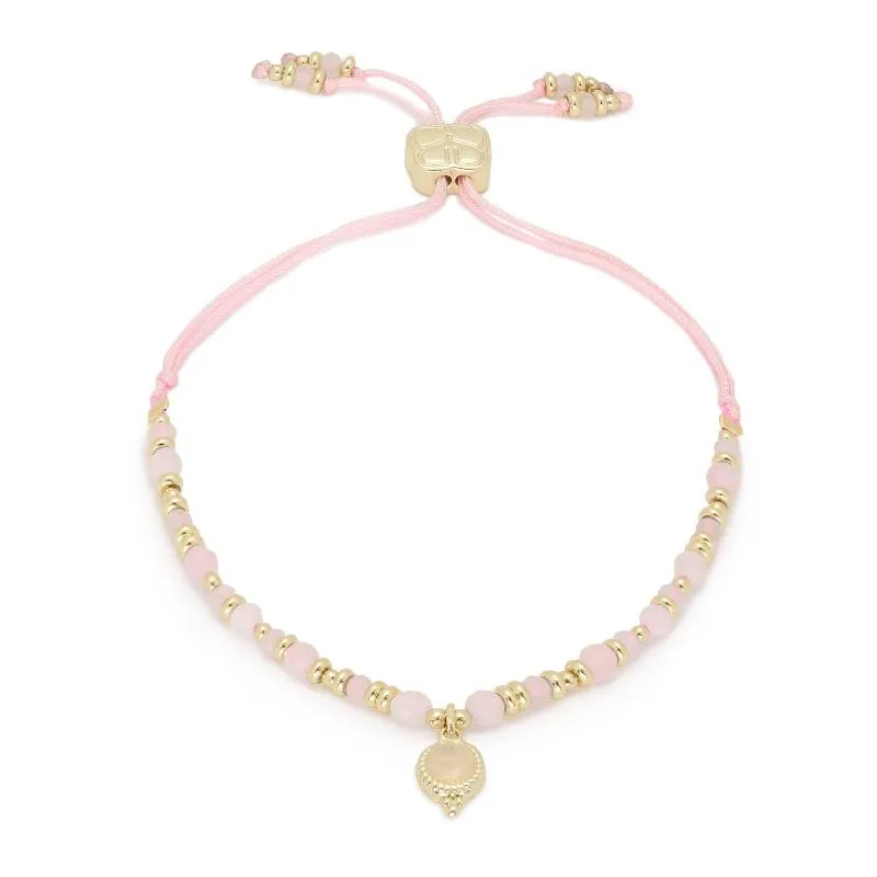 Sense Rose Quartz Charm Gold Bracelet
