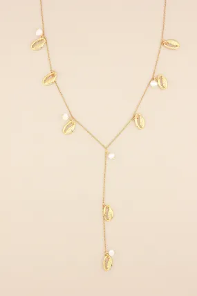 Shell & Pearl V Drop Necklace