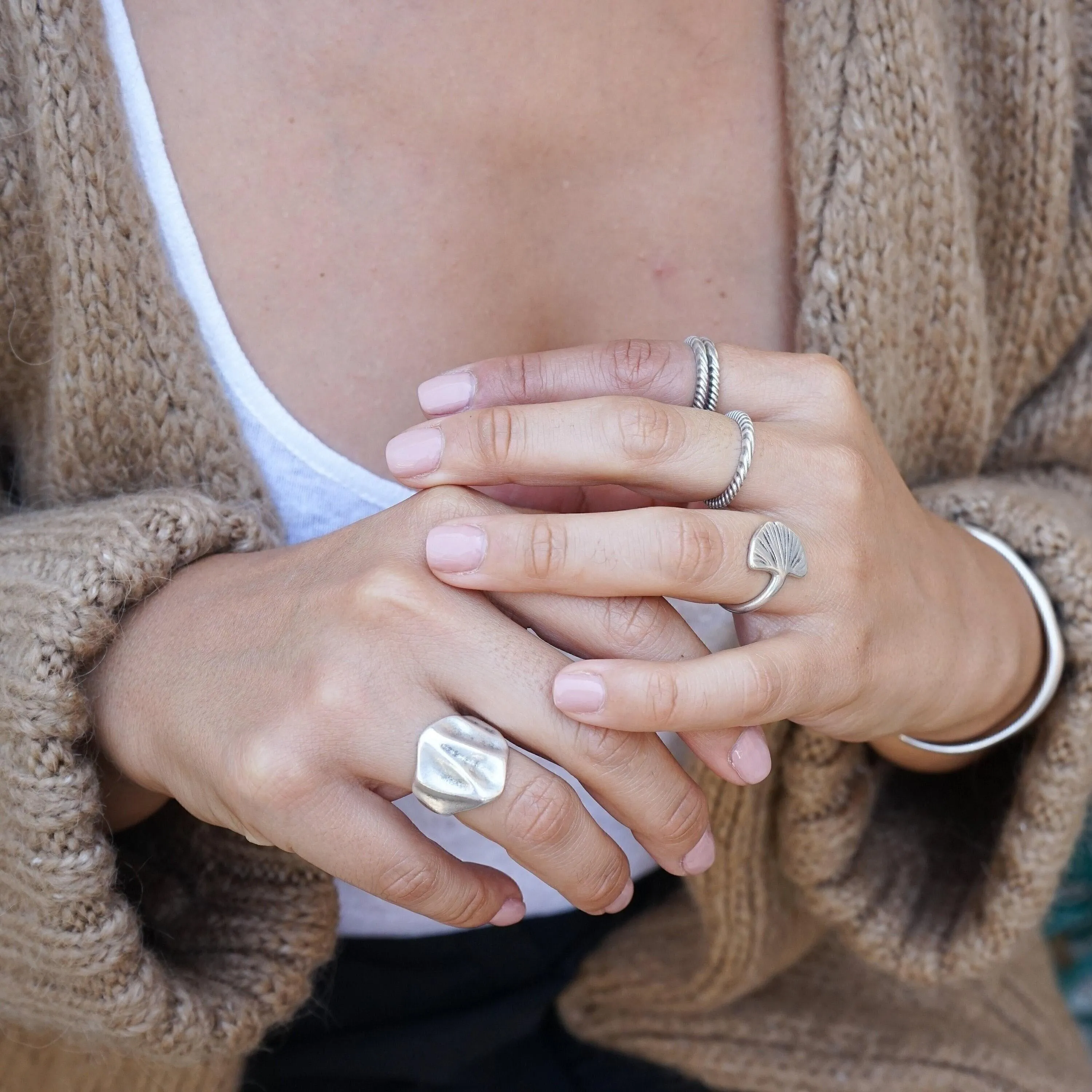 Silver Wave Ripple Ring