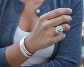 Silver Wave Ripple Ring