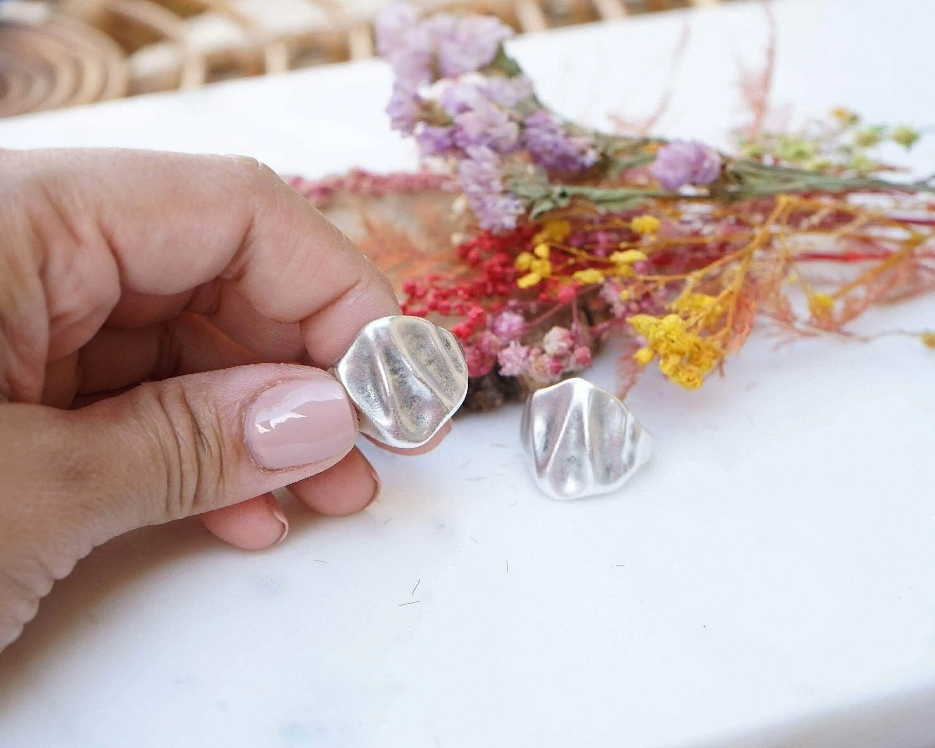Silver Wave Ripple Ring