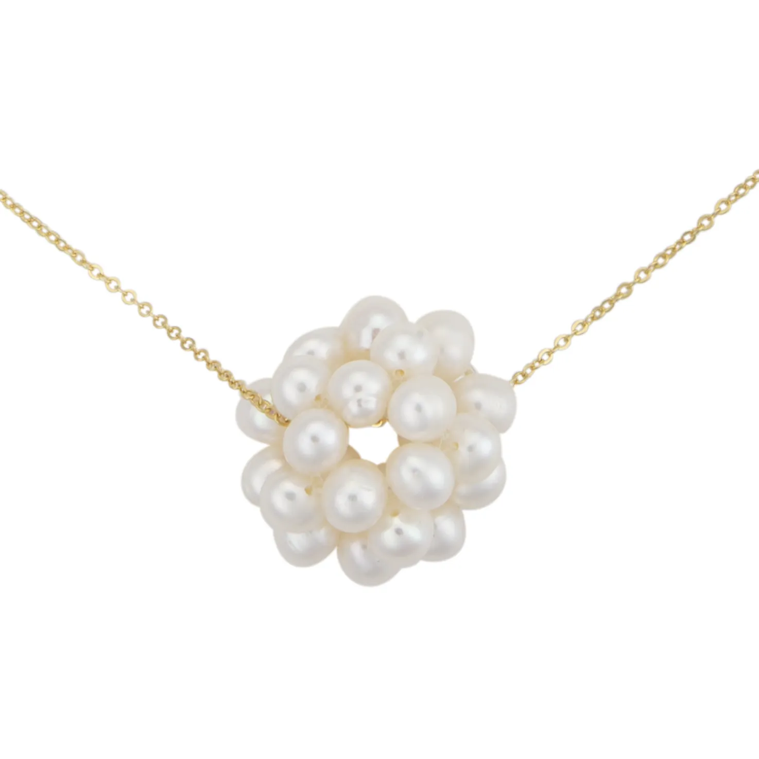 Snowball cluster pearl necklace