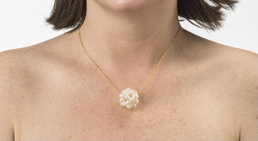 Snowball cluster pearl necklace