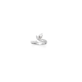 Solid 14kt White Gold Five Gem with Solitaire Cubic Zirconia Toe Ring