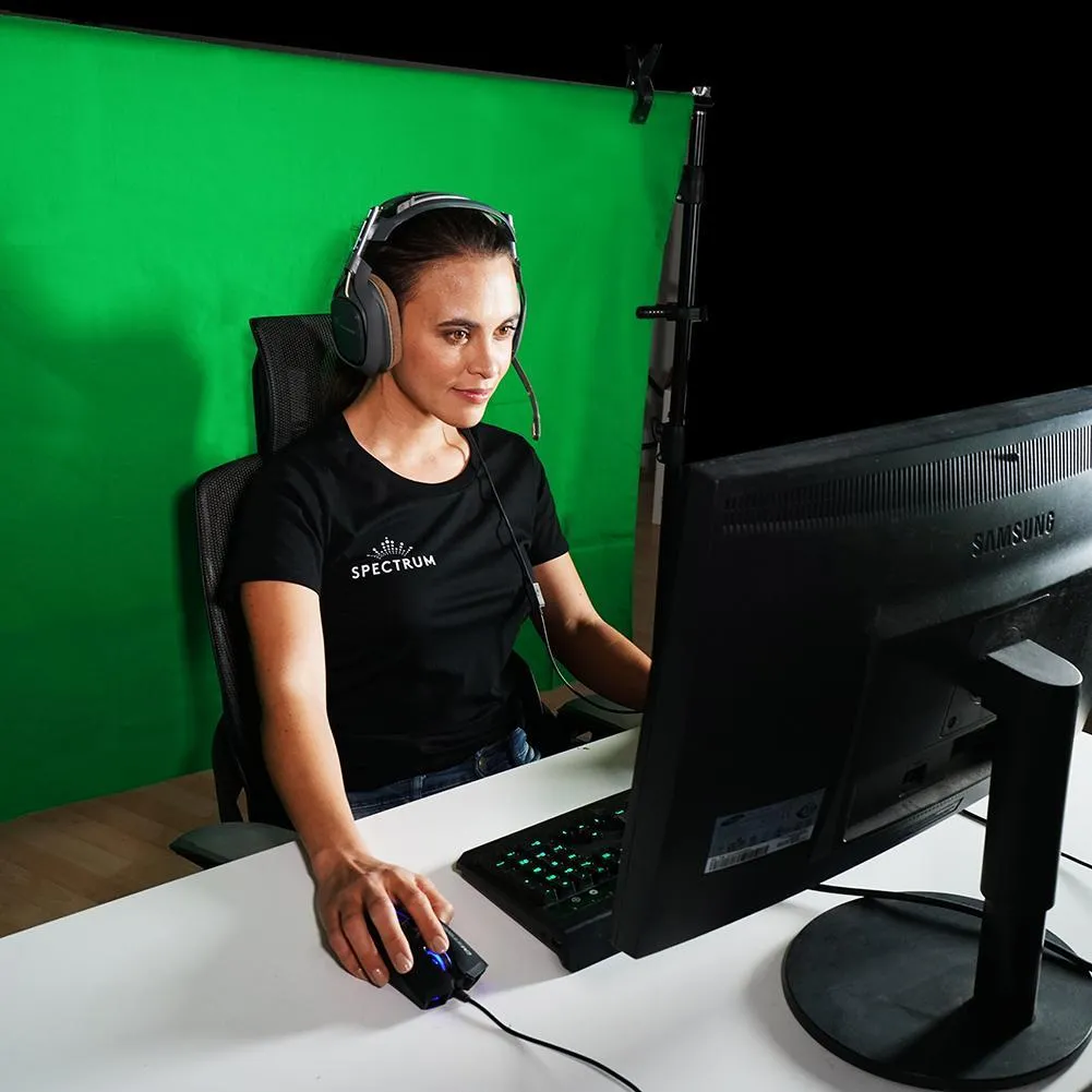 Spectrum Chroma Key Green Screen Pro Gaming 18" Ring Light Setup