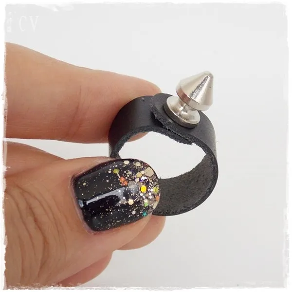Spike Leather Ring
