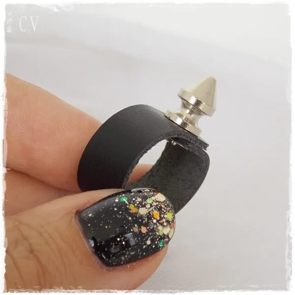 Spike Leather Ring