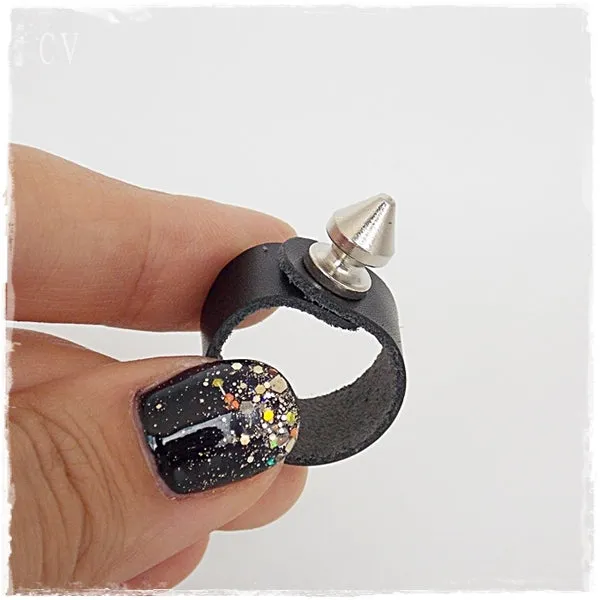 Spike Leather Ring