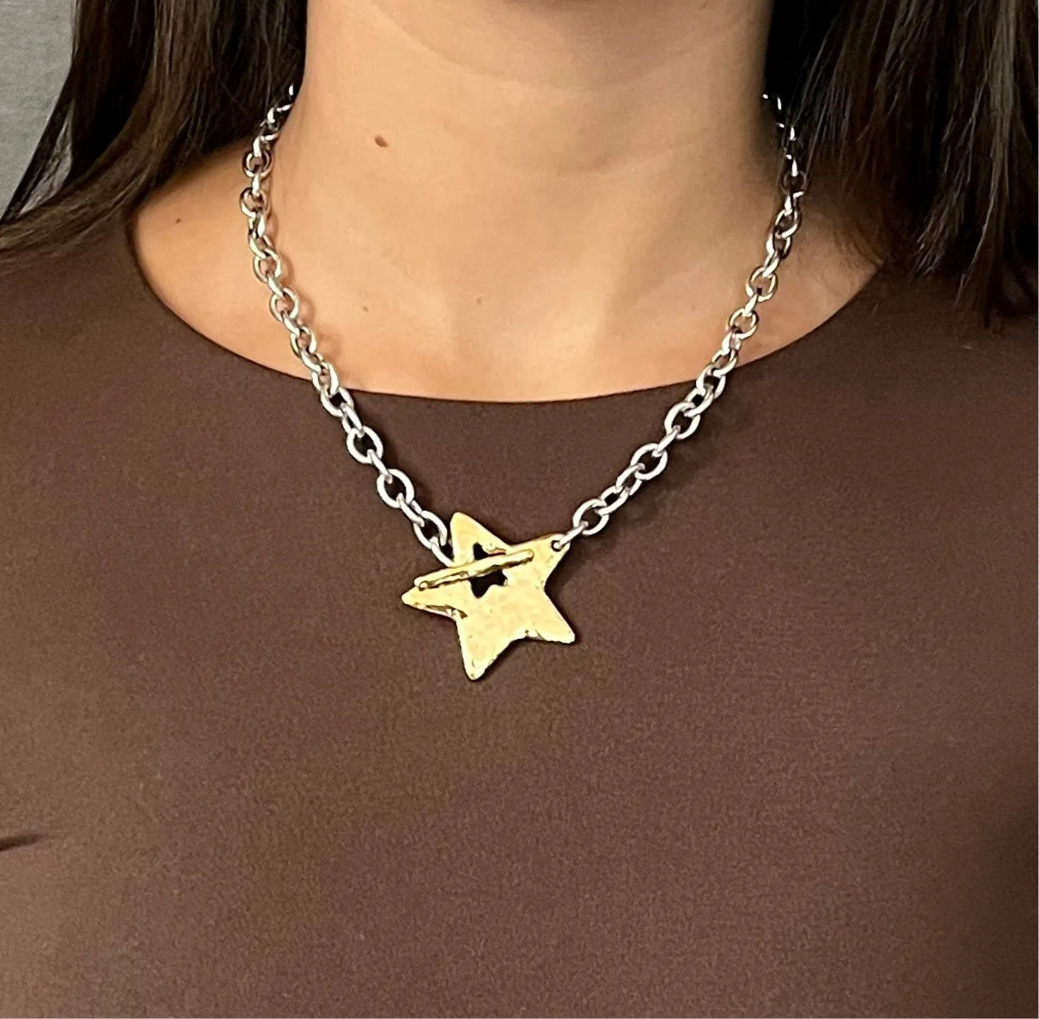 'Star in Front' Necklace - Mixed Metals