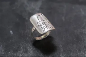 Statement Cat Ring - Plate Cat Ring - Artistic Silver Ring