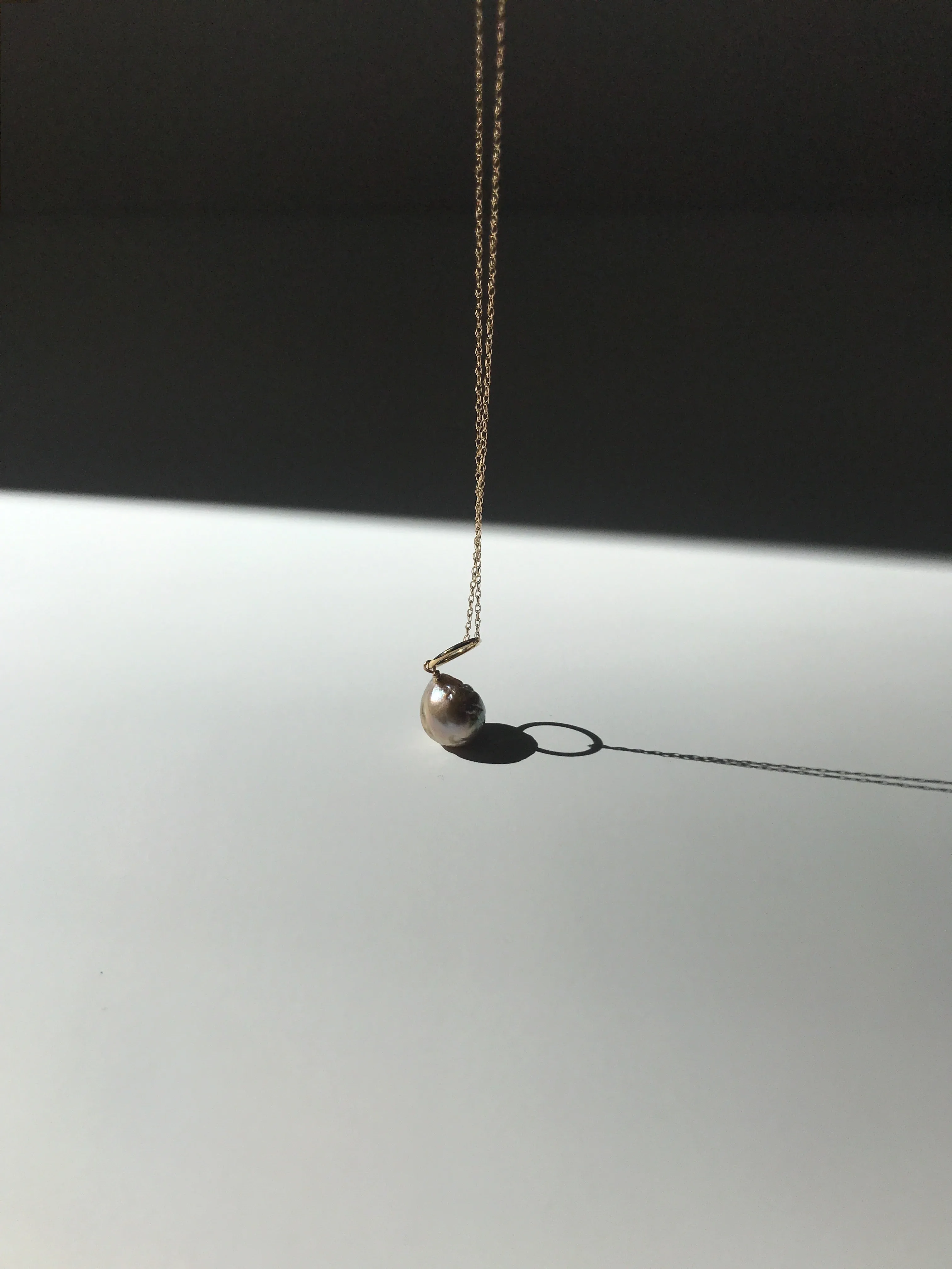 Stellar Necklace with Japan Kasumi Pearl on 14K Gold Rope Chain
