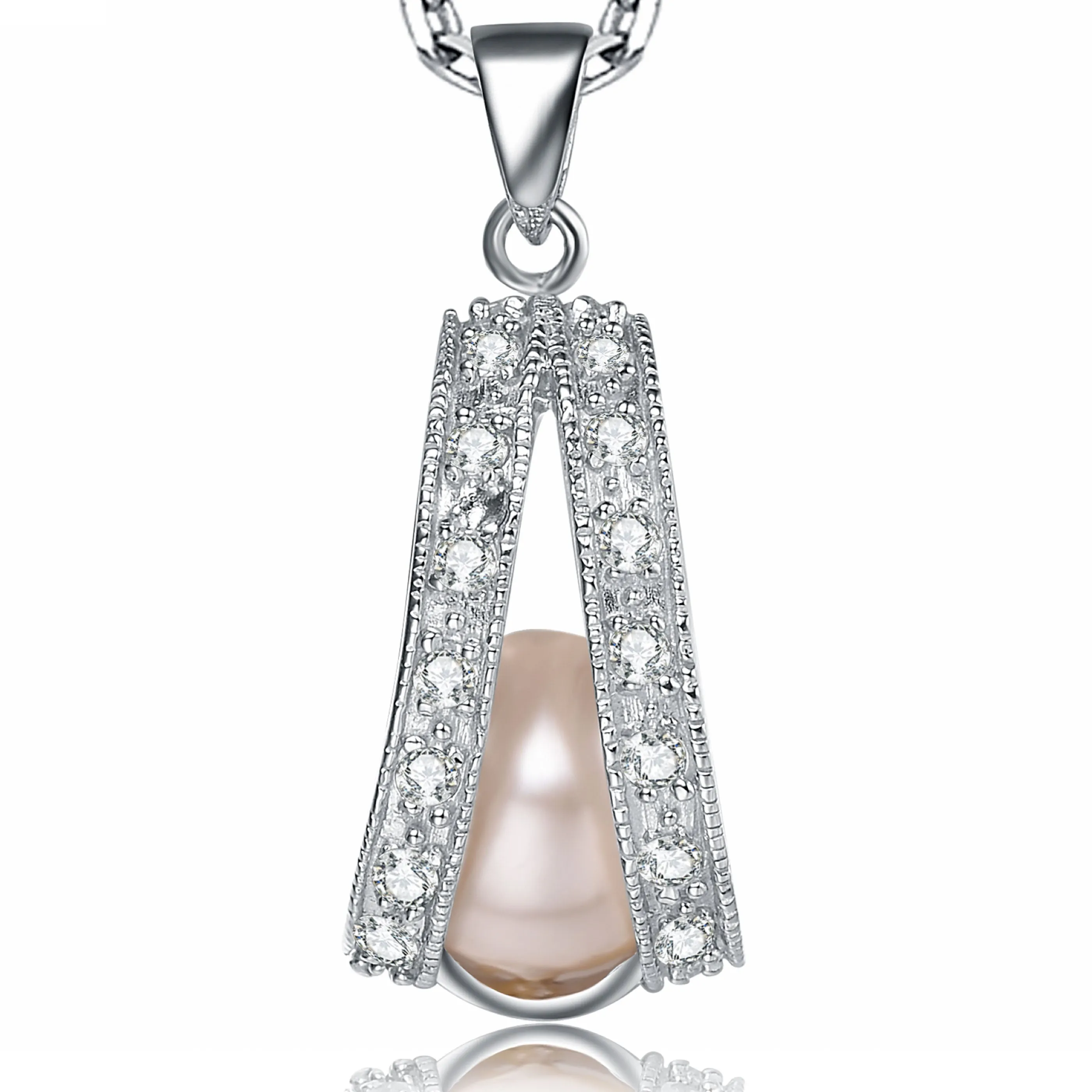 Sterling Silver Pink Cubic Zirconia A Necklace
