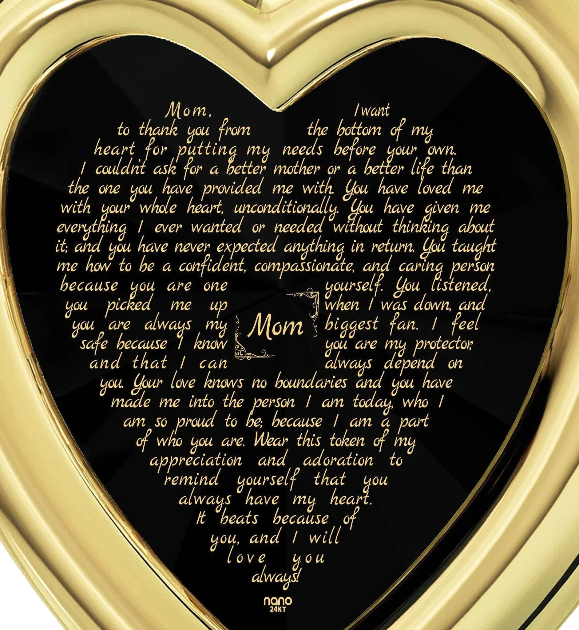 Thank You Mom, 14k Gold Necklace, Zirconia