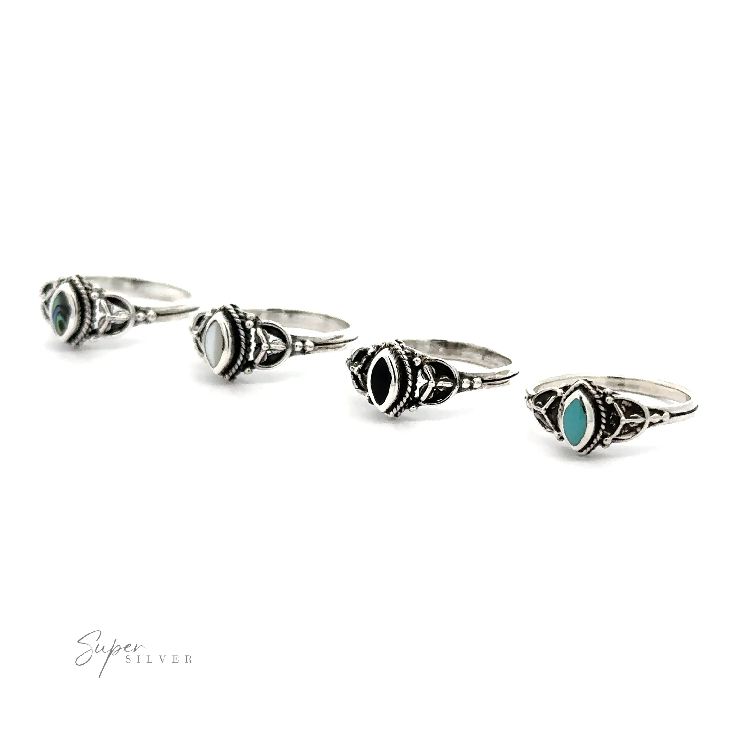 Tiny Marquise Inlay Stone Ring