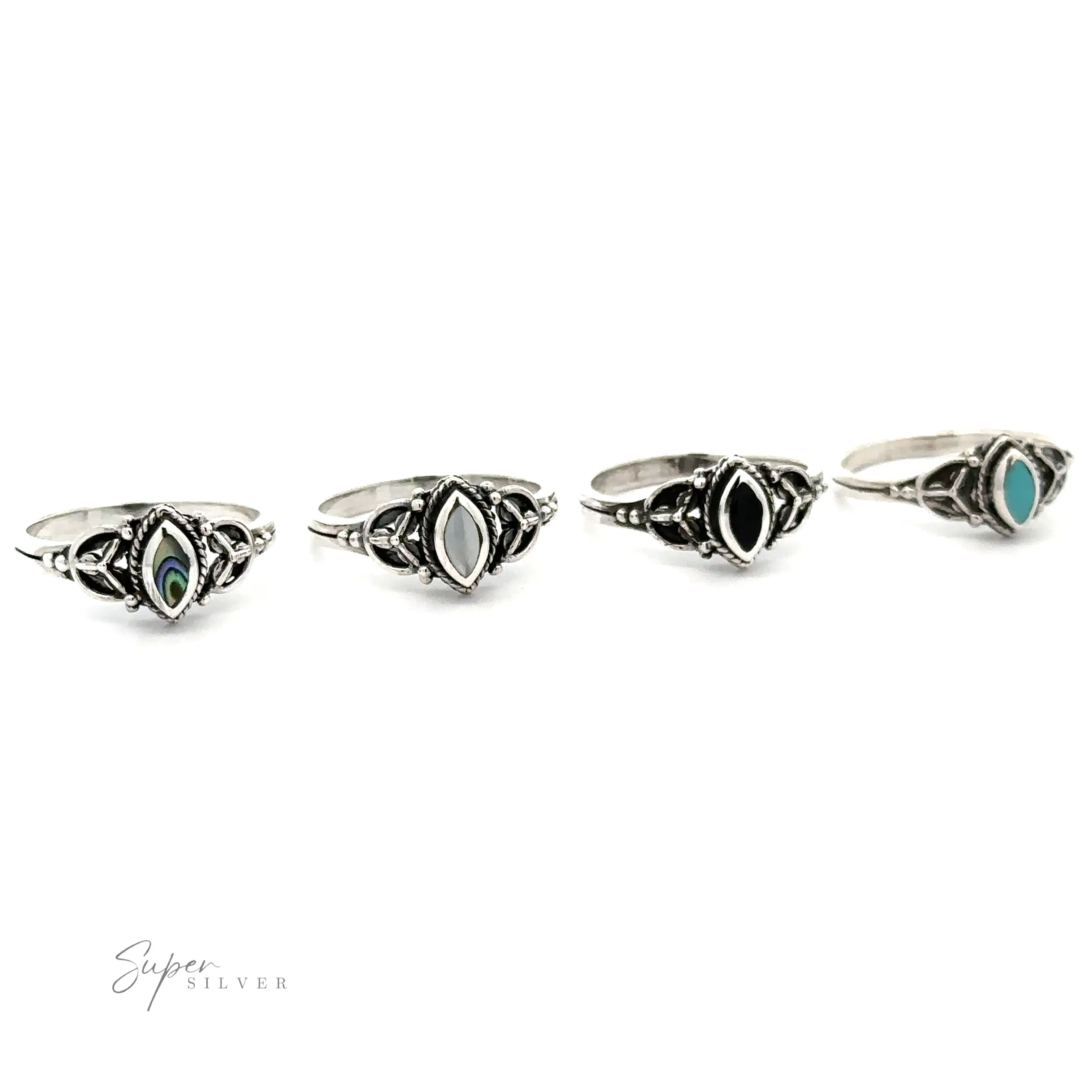 Tiny Marquise Inlay Stone Ring