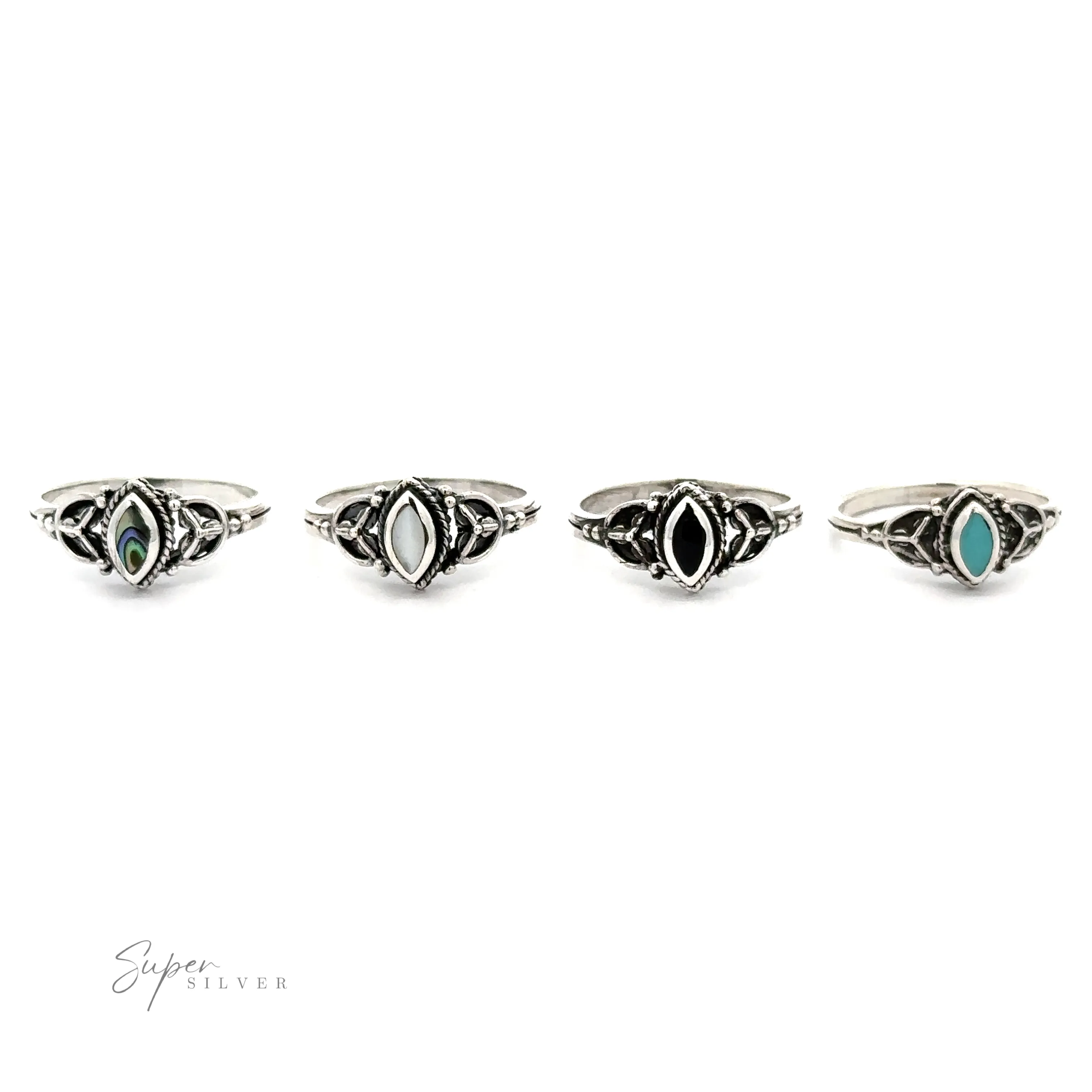 Tiny Marquise Inlay Stone Ring