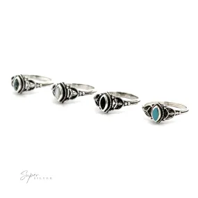 Tiny Marquise Inlay Stone Ring