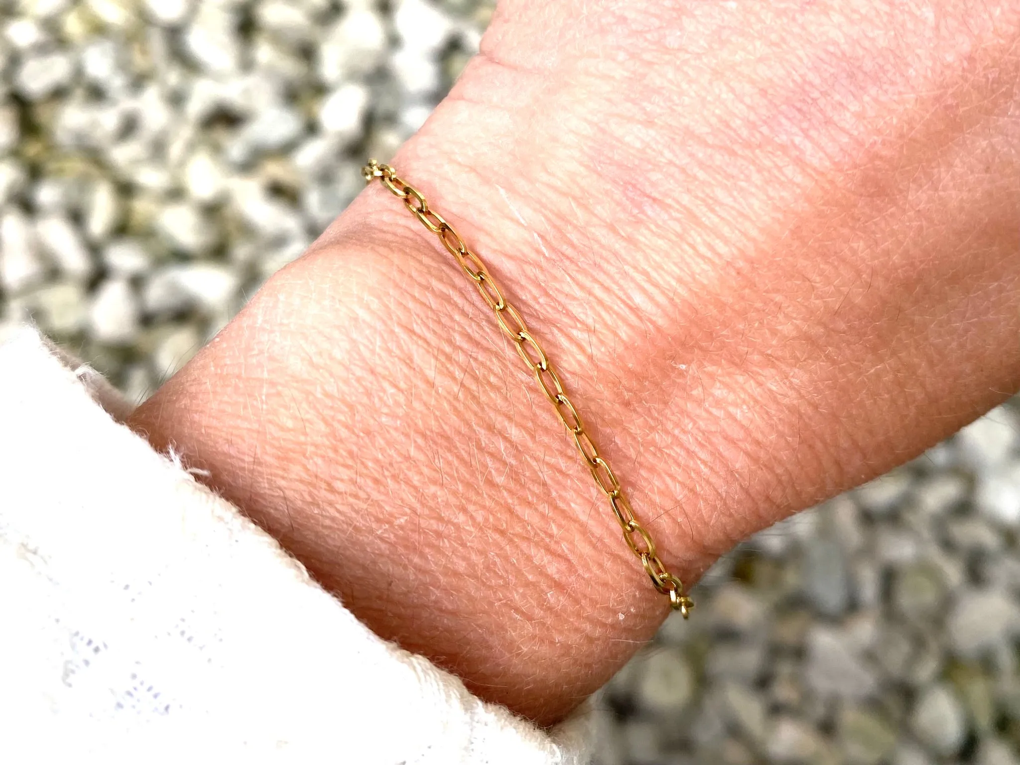 Tiny Paper Clip Chain Bracelet