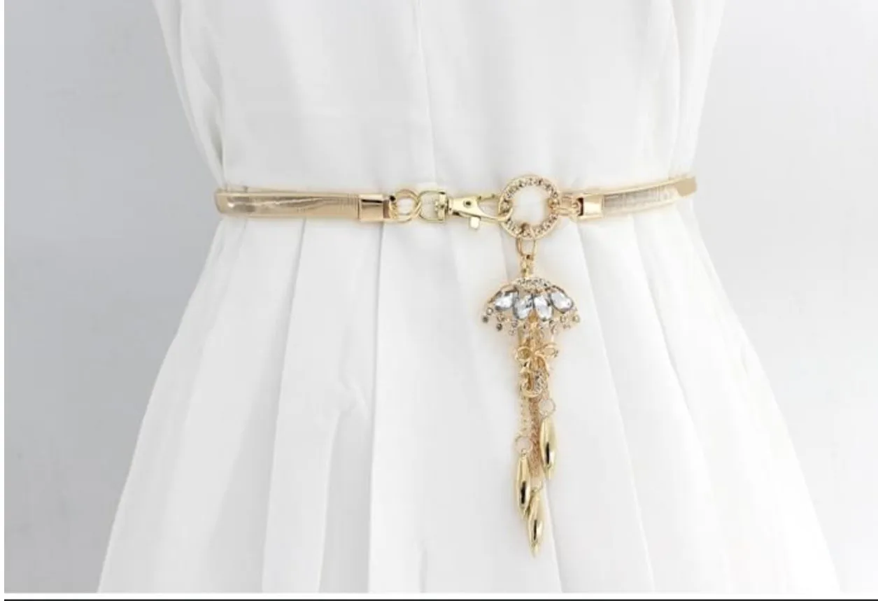 Umbrella Charm Metal Belt