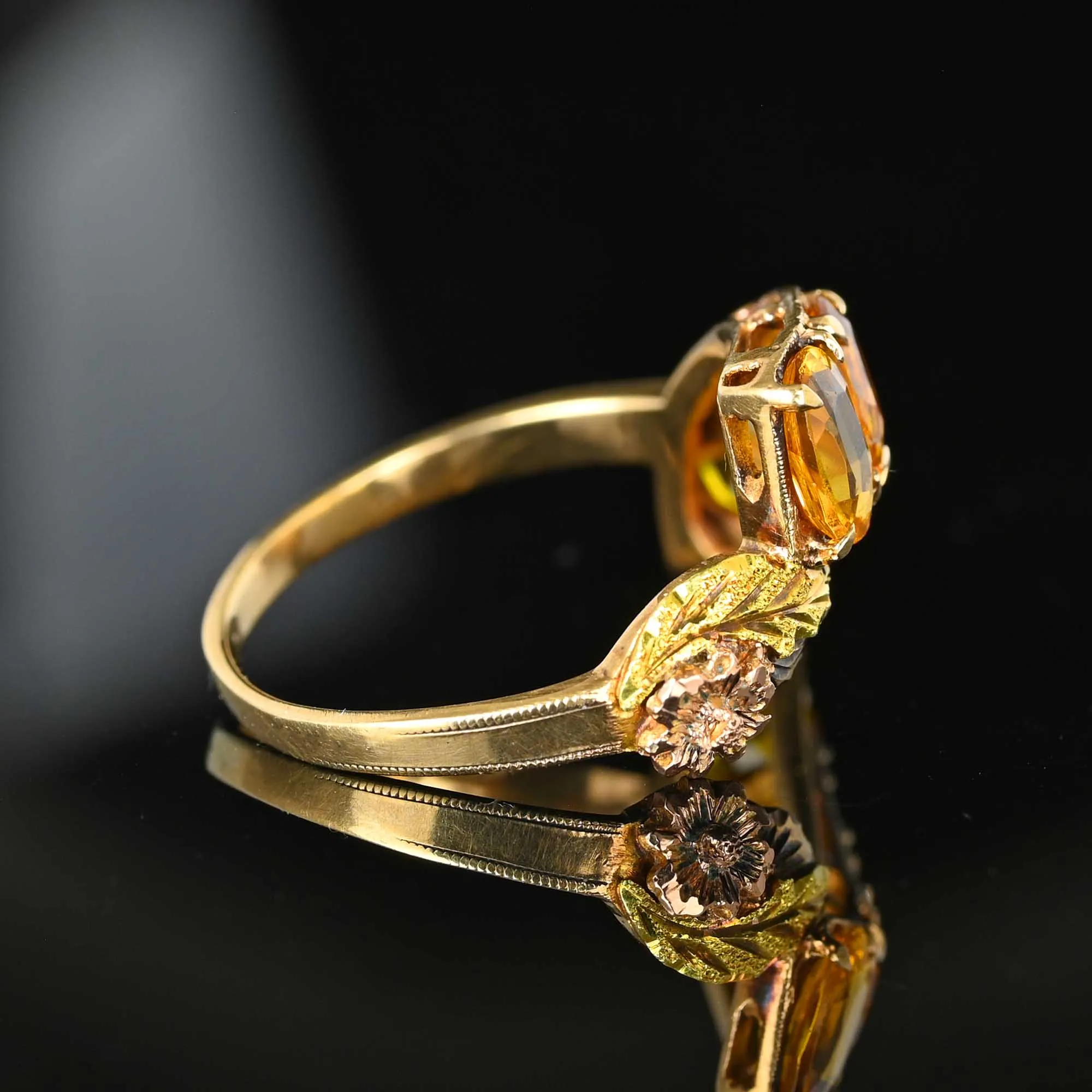 Vintage Gold Crown Five Stone Citrine Statement Ring