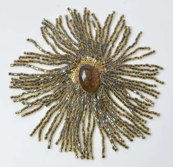 Vintage Lion's Head Waterfall Iridescent Topaz Brooch
