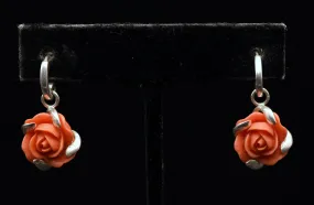 Vintage Rose Sterling Silver Earrings