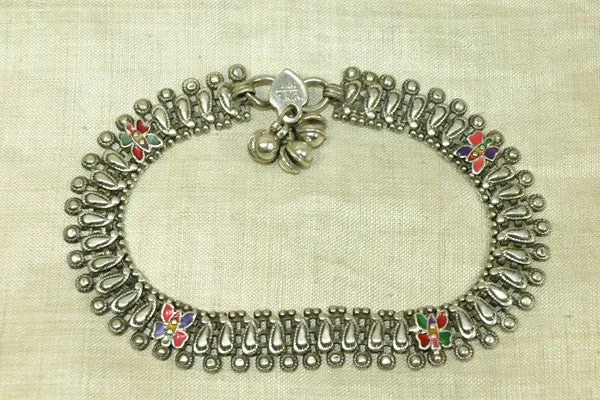Vintage Silver Anklet with bells from India