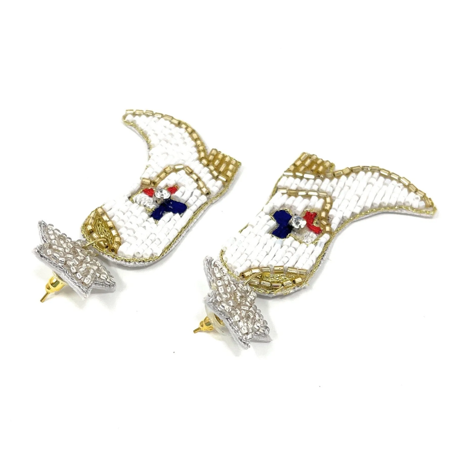 White Boots Beaded Earrings