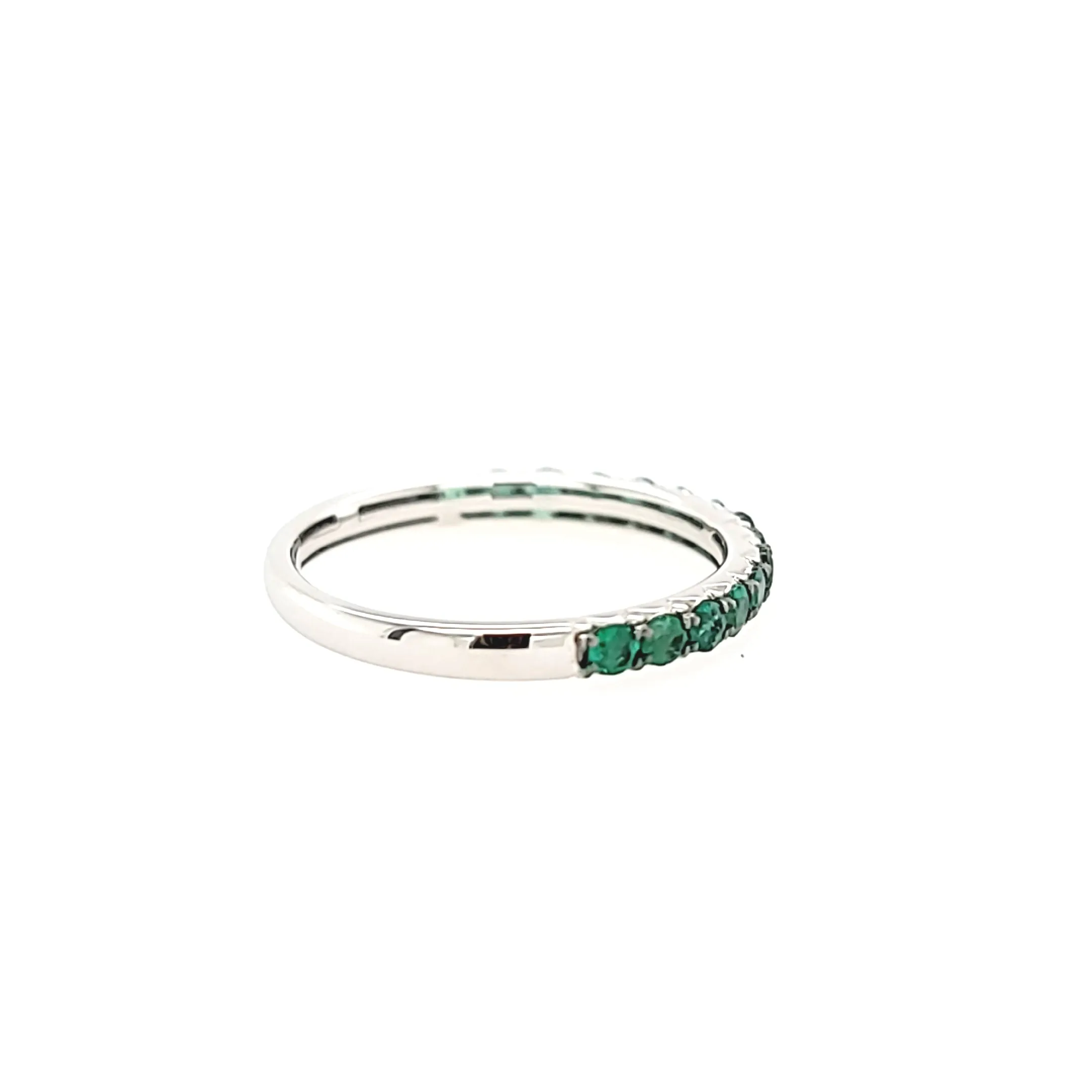 White Gold Emerald Stacker Ring (I7448)