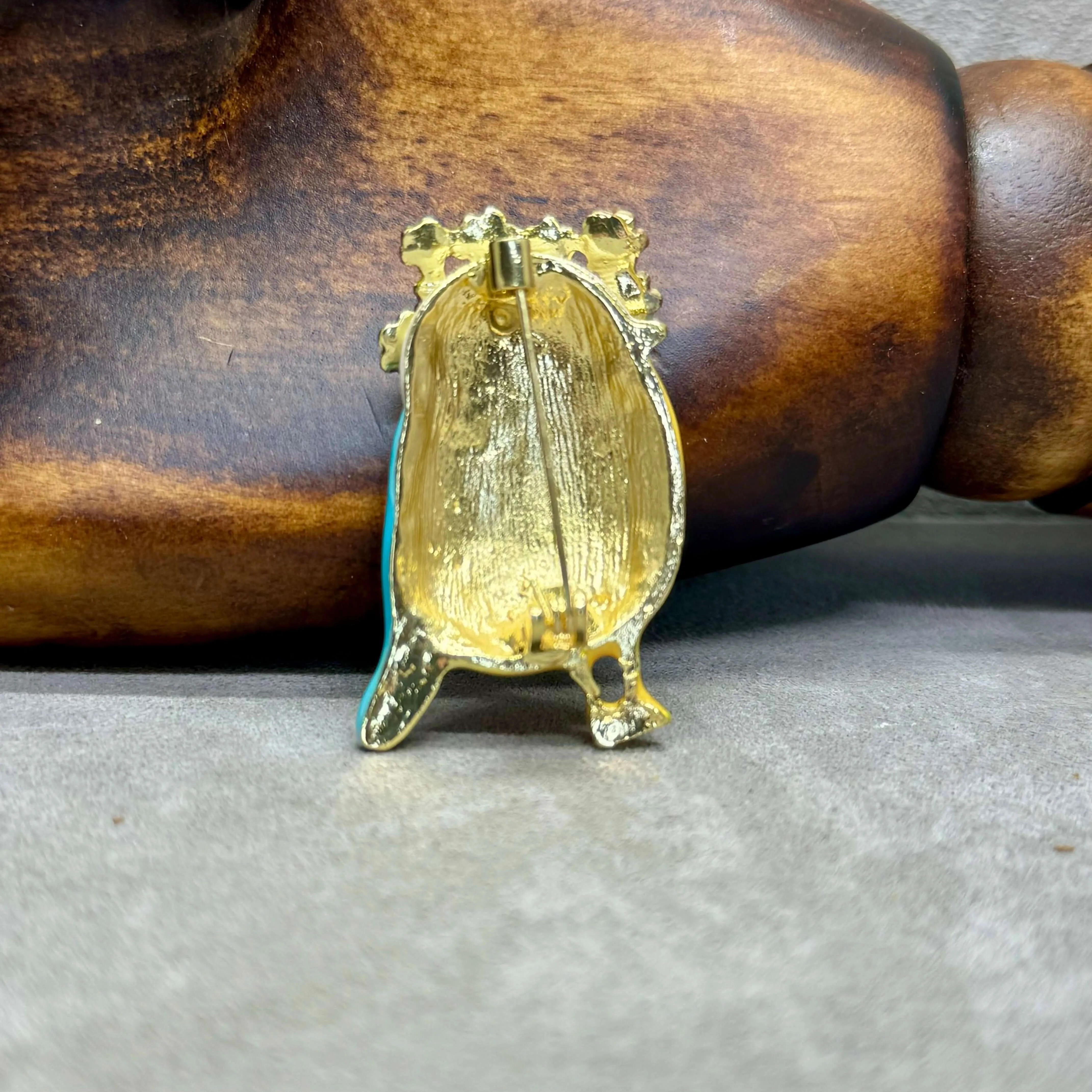 Wren With Flowers  Enamel Bird brooch