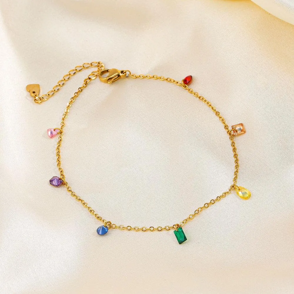 Yellow Chimes Bracelet for Women and Girls Fashion Golden Chain Bracelets for Women Gold Plated Crystal Charms Link Chain Bracelet | Birthday Gift For Girls & Women Anniversary Gift for Wife
